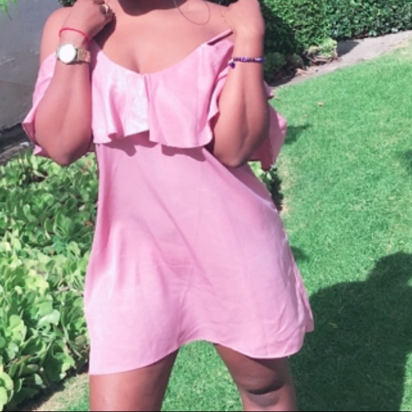 LuLu’s Blush Color Ruffle Midi Dress, Size Medium - Picture 3 of 5